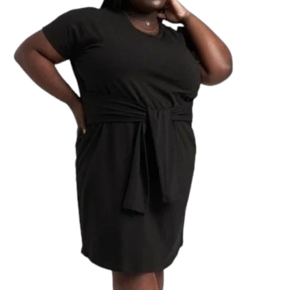 Universal Standard‎ Womens 6X  Misa Jersey Belted Dress Black NWT